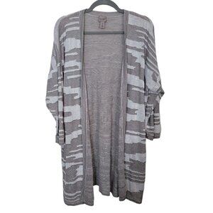 Chico's EasyWear Lightweight Sweater Duster Cardigan Beige & Tan Sz 3 US XLarge